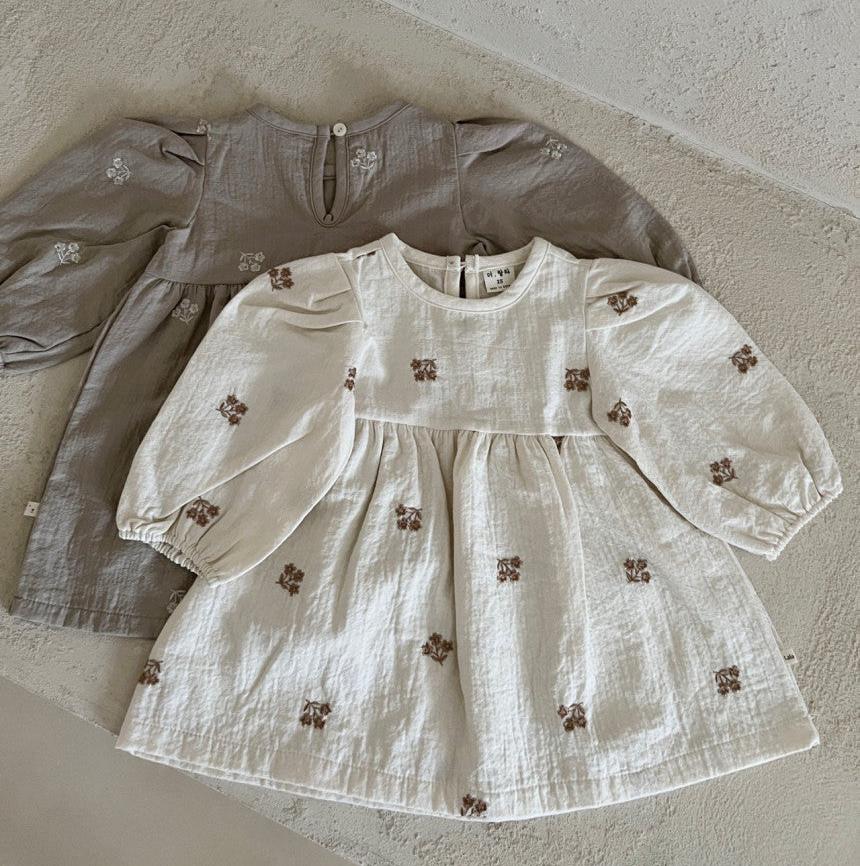 Glory Embroidery Dress - Gray - Palmer Rose - Baby and Children's Clothing Boutique