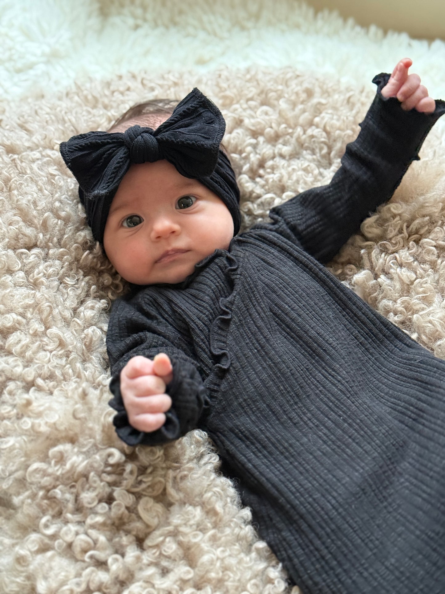 Daphne Tail Bonnet Set - Black - Palmer Rose - Baby and Children's Clothing Boutique in Salt Lake City Utah