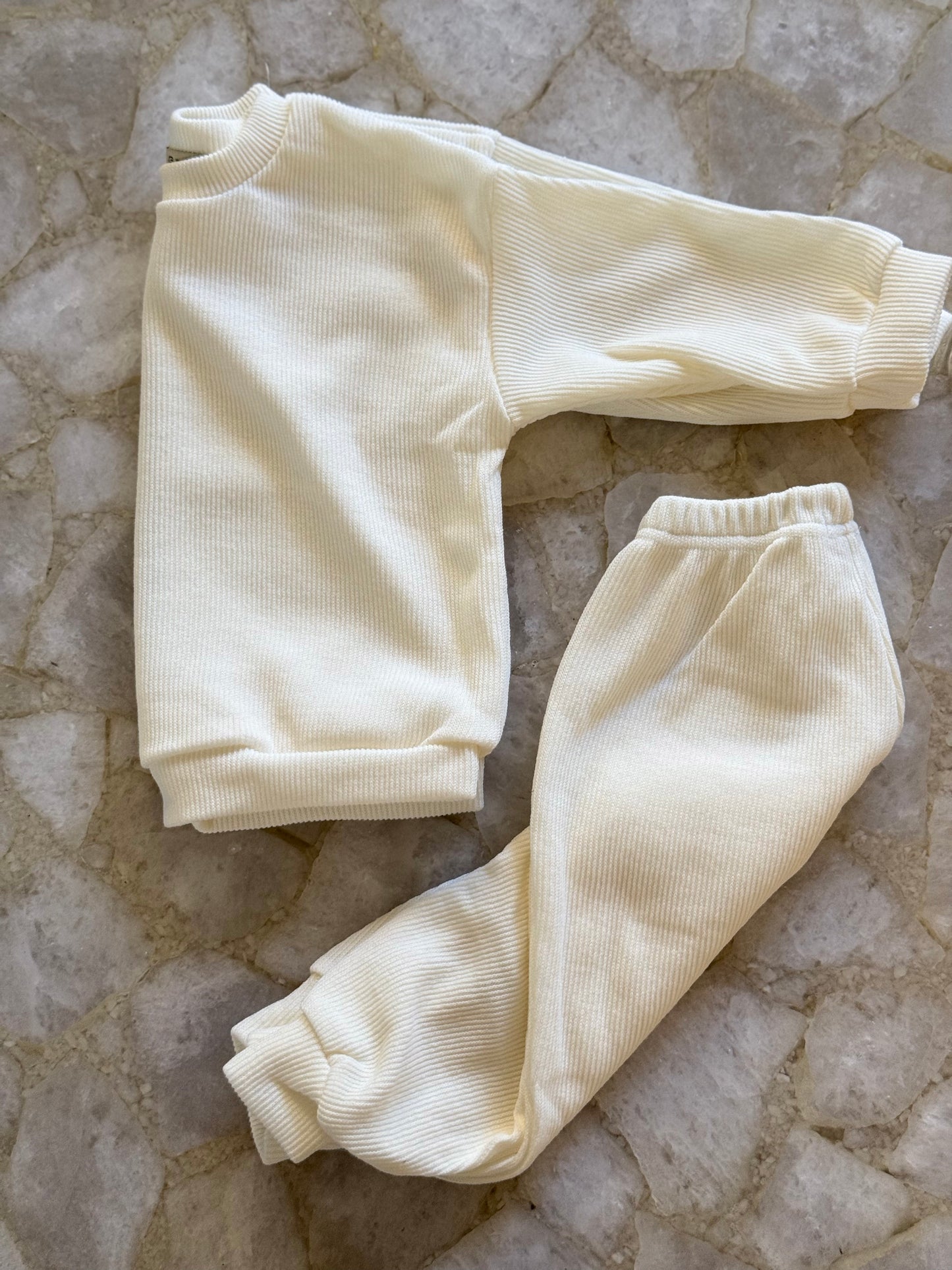 Lala Rib Top Bottom Set - Cream - Palmer Rose - Baby and Children's Clothing Boutique