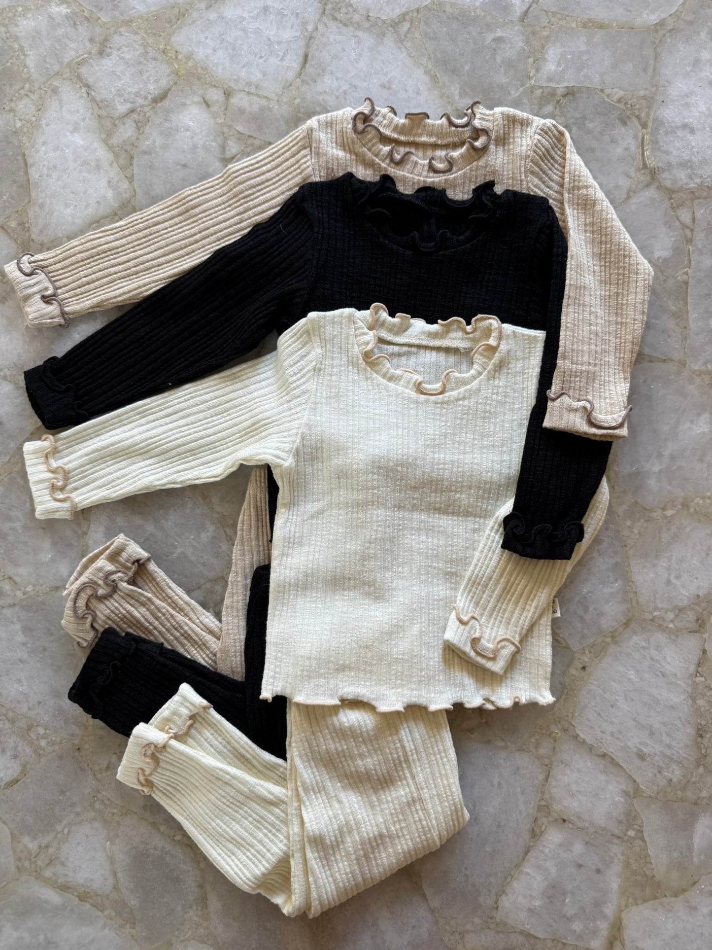 Daphne Baby Top Bottom Set - Beige - Palmer Rose - Baby and Children's Clothing Boutique