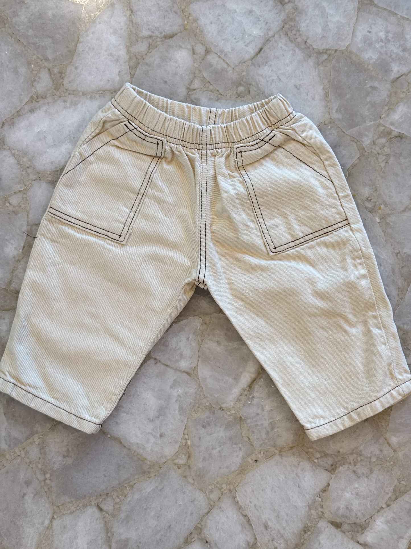 Pie Pocket Denim Pants - Cream - Palmer Rose - Baby and Children's Clothing Boutique