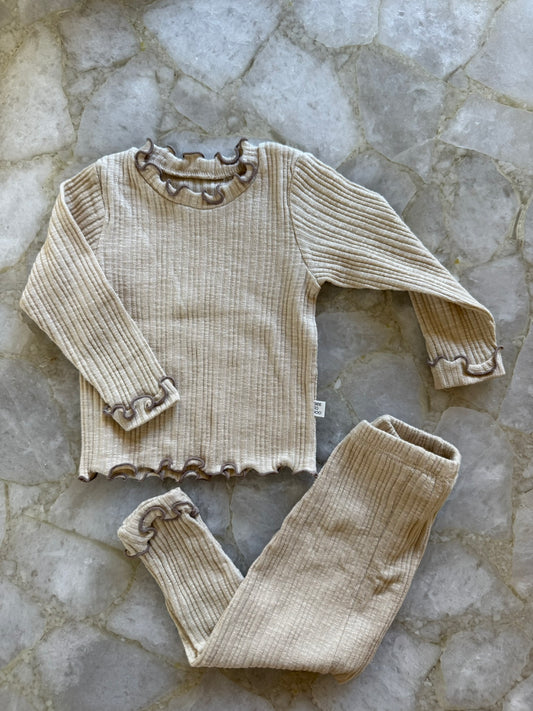 Daphne Baby Top Bottom Set - Beige - Palmer Rose - Baby and Children's Clothing Boutique